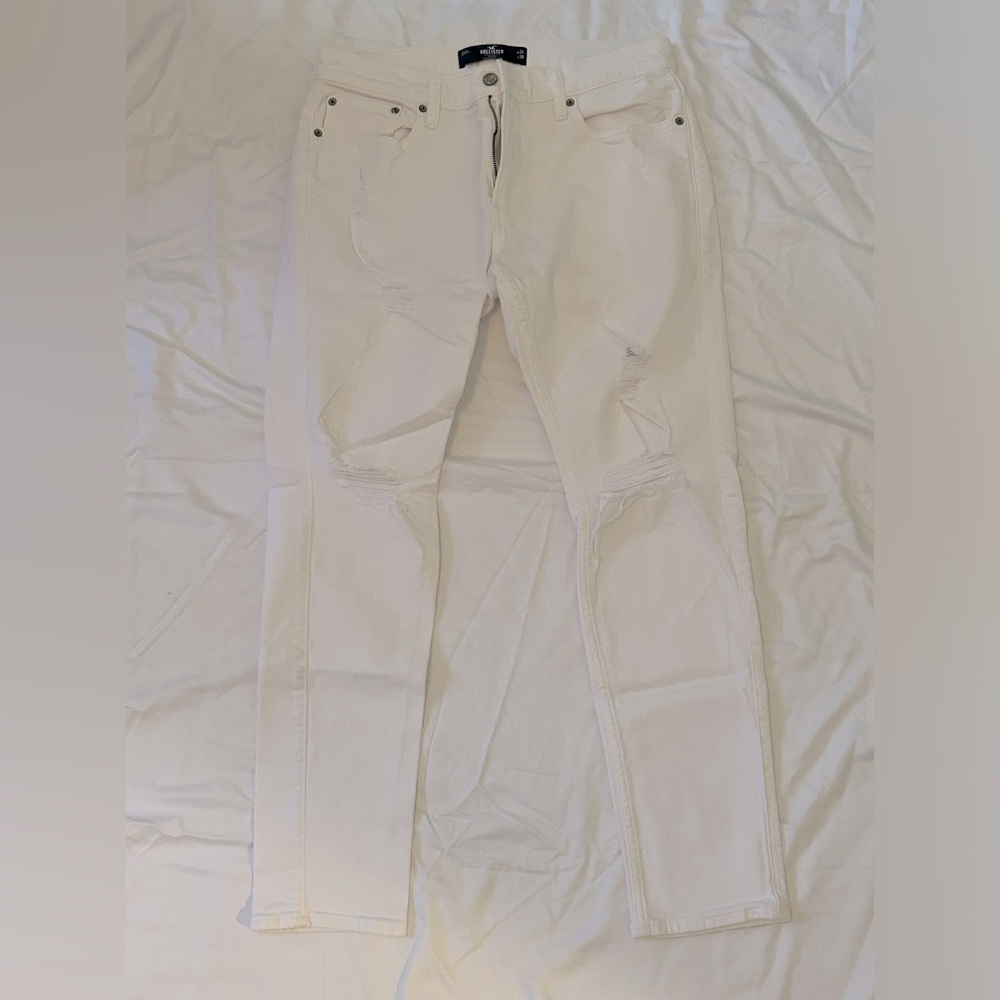 Mens Hollister Ripped Skinny jeans in white size 31W30L